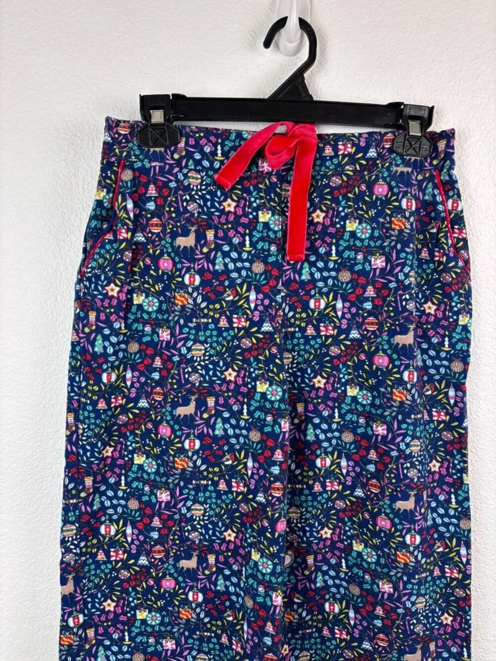 Boden women's 6 Navy christmas‎ printed flannel pajama sleep pants 100% cotton